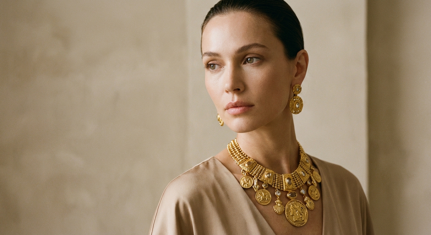 Mulher usando joias de luxo